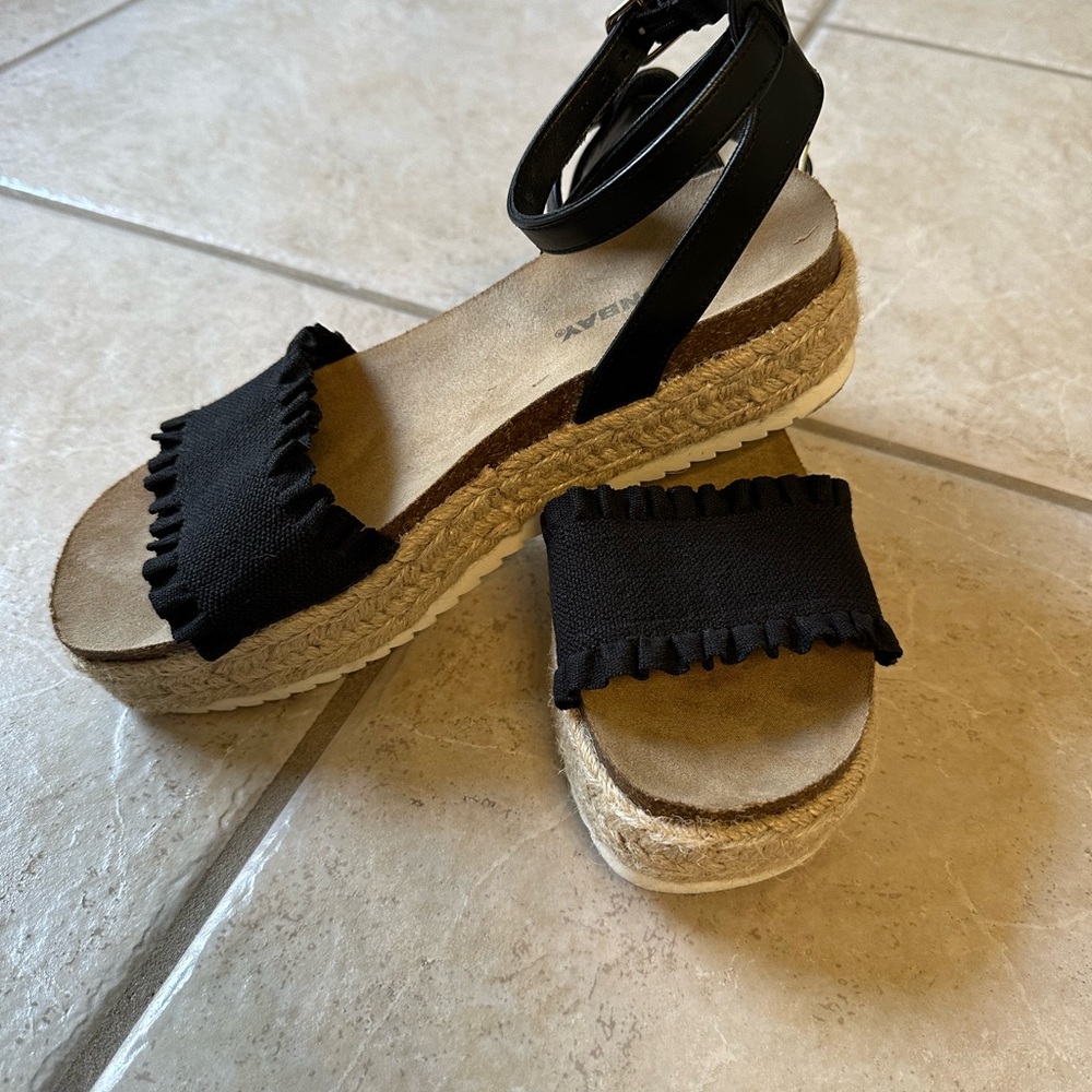 Black Espadrille Platform Sandals